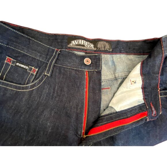 VTG Avirex Jeans Men 40x34 Blue Denim Embroidered Loose Baggy Y2K Hip Hop Skater - Picture 7 of 12